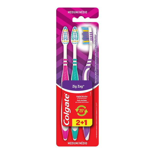 Colgate - Tandenborstel - Zig Zag - Medium - x3 Family Pack - 3 stuks