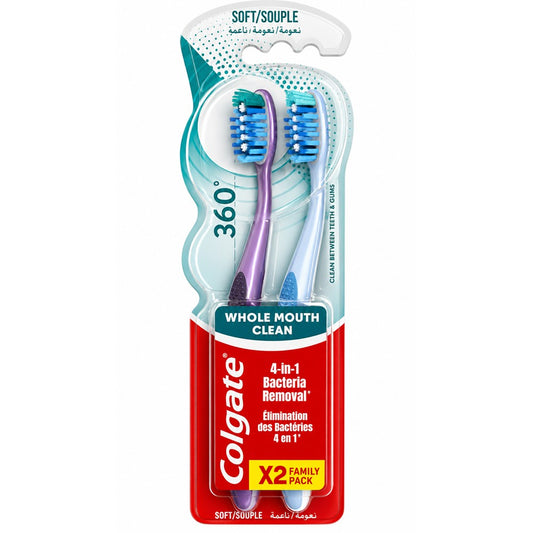 Colgate - Tandenborstel - 360° Whole Mouth Clean - Soft - 2 Stuks