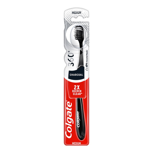 Colgate - Tandenborstel - 360° Charcoal Black - Medium - 1 Stuk