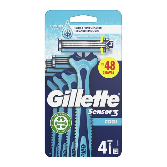 Gillette Sensor3 - Scheermesjes - 3 Messen - Cool - 4 Stuks