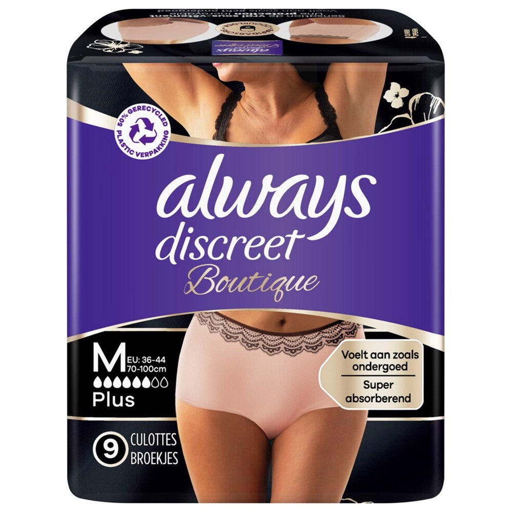 Always - Incontinentiebroekjes - 6 Plus - Discreet Boutique - M - EU: 36-44 / 70-100cm - 9 Stuks