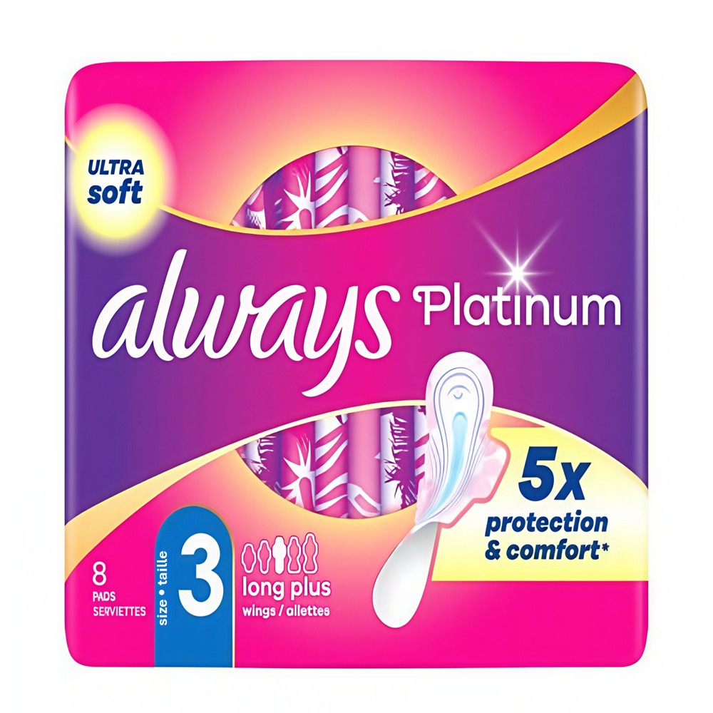 Always Platinum - Maandverband - 3 Long - Ultra Soft - 5x Protection & Comfort - 8 Stuks