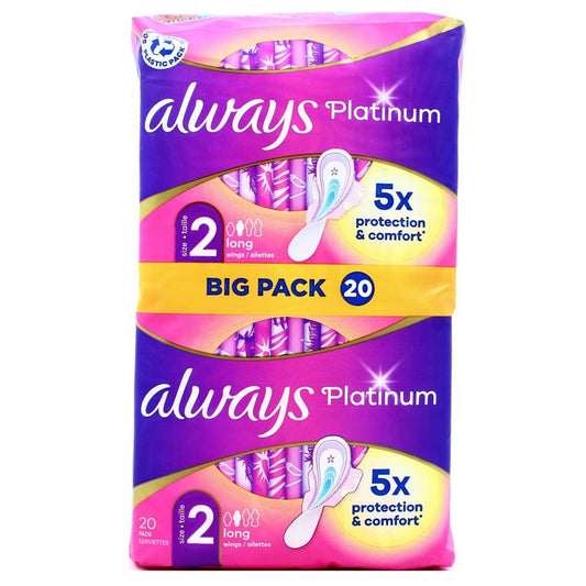 Always - Maandverband - 2 Long With Wings - Platinum - Big Pack - 20 Stuks