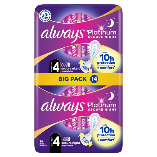 Always - Maandverband - 4 Secure Night With Wings - Platinum - 14 Stuks