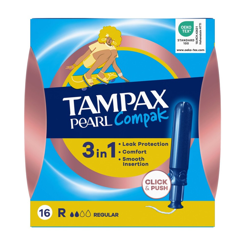 Tampax Compak - Tampons - 2 Regular - Pearl - 3in1 - 16 Stuks