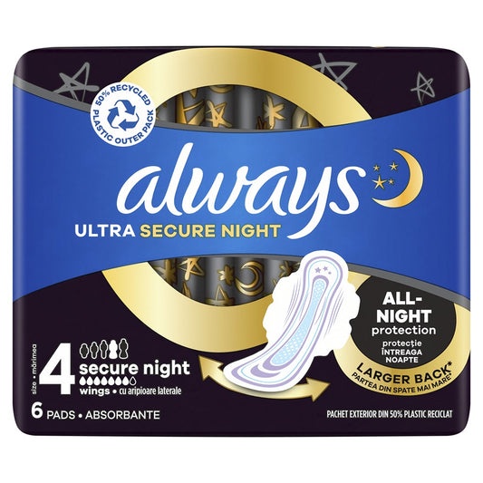 Always - Maandverband - 4 Secure Night With Wings - Ultra Secure Night - 6 Stuks