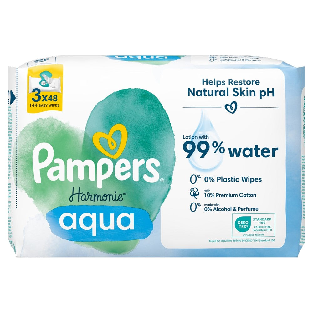 Pampers - Babydoekjes - Harmonie - Aqua - 3x48 Stuks