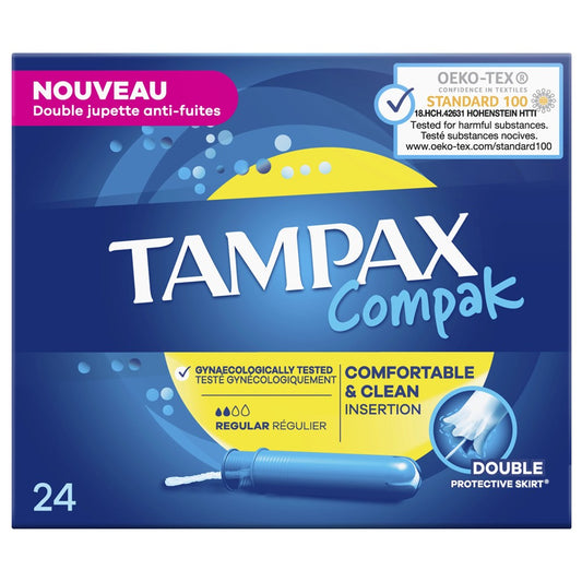 Tampax Compak - Tampons - 2 Regular - Comfortable & Clean - 24 Stuks