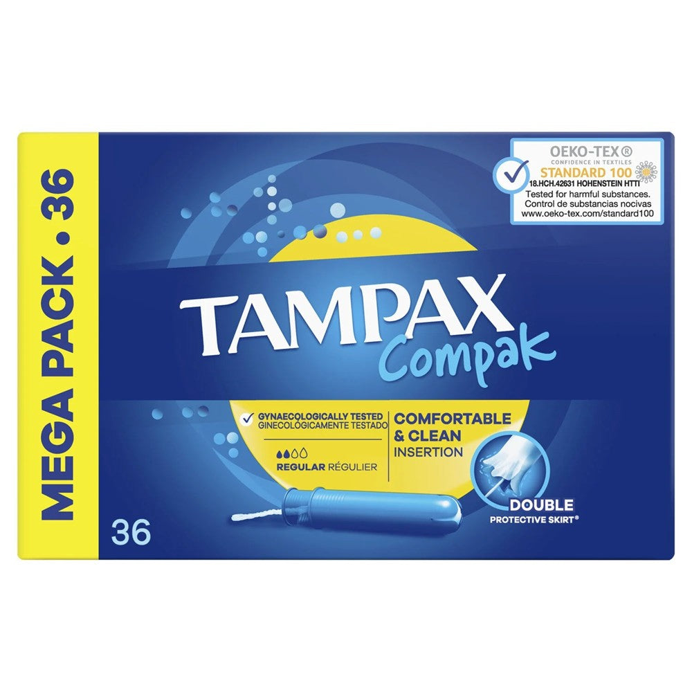 Tampax Compak - Tampons - 2 Regular - Comfortable & Clean - 36 Stuks
