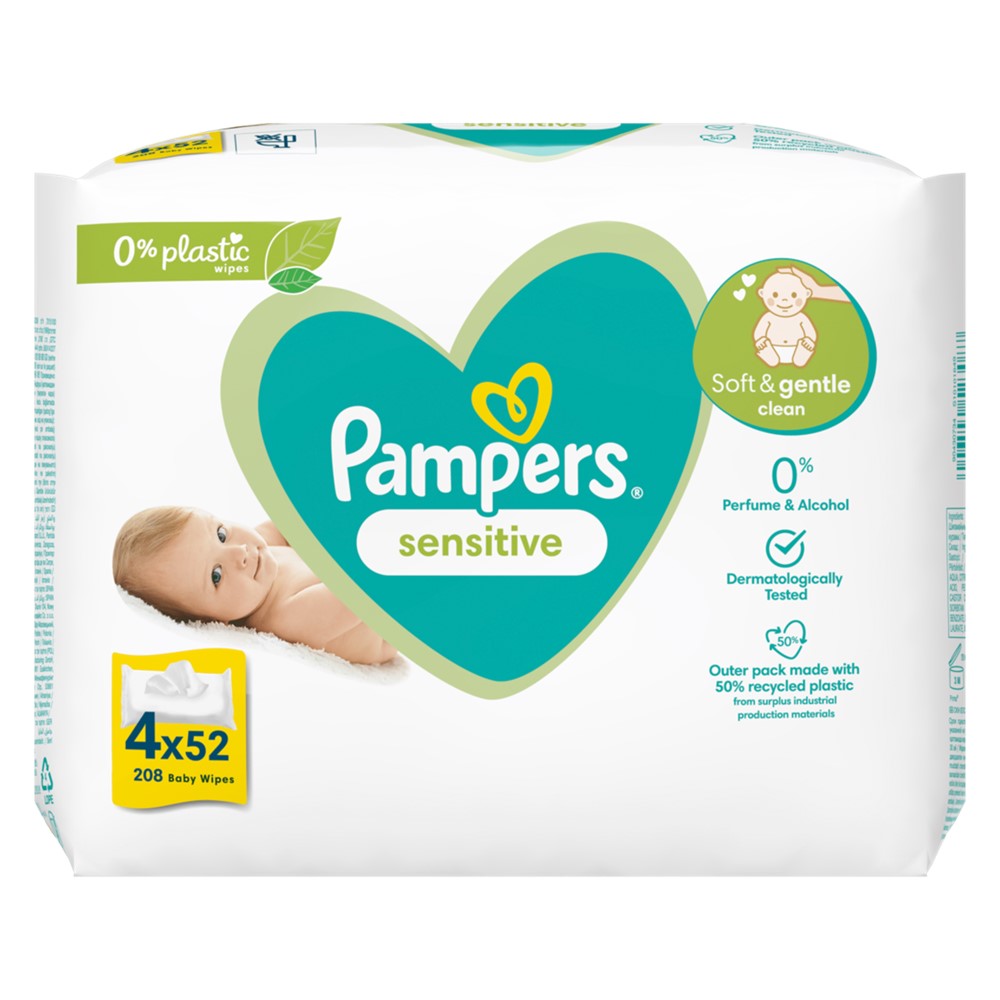 Pampers - Babydoekjes - Sensitive - 4 x 52 Stuks