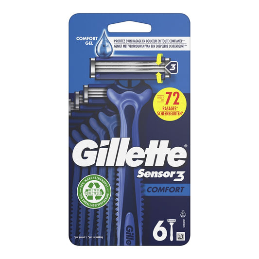 Gillette - Scheermesjes - 3 Messen - Sensor 3 - Comfort - 6 Stuks
