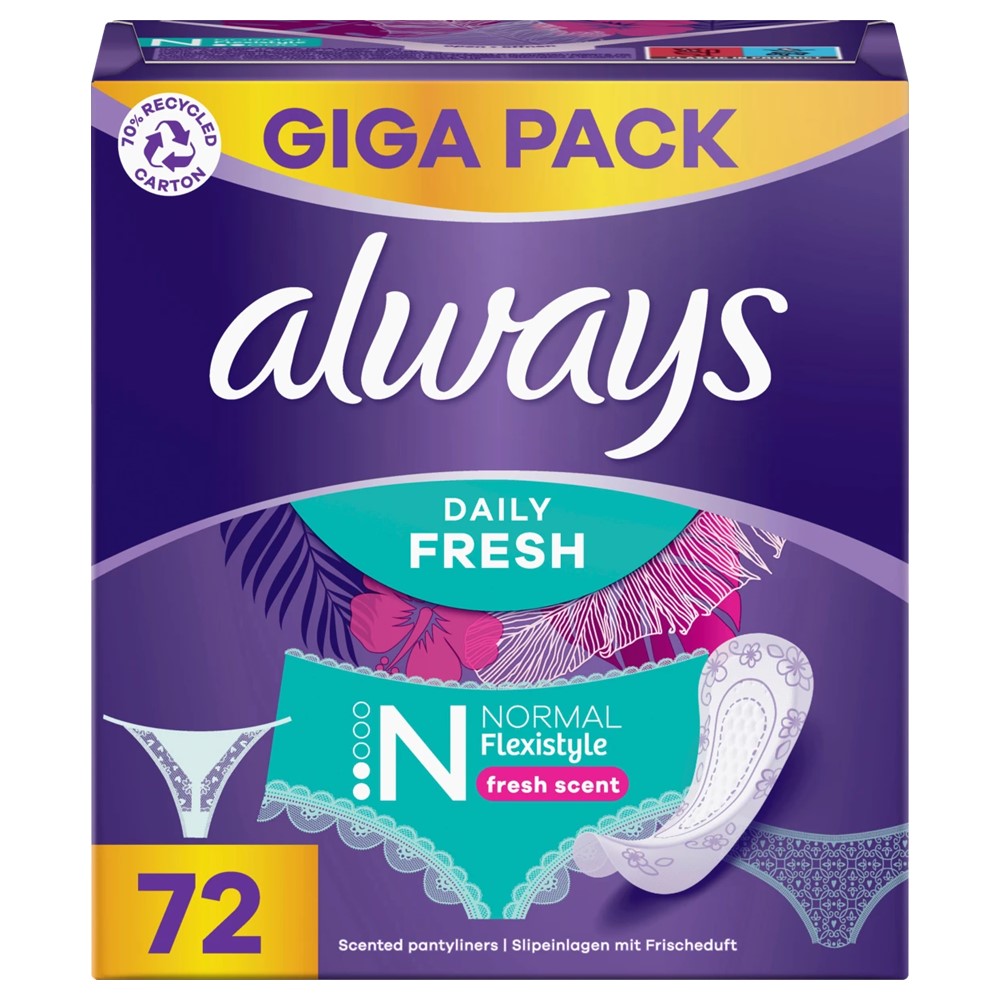 Always - Inlegkruisjes - 2 Normal - Daily Fresh - Flexistyle - Fresh Scent - 72 Stuks