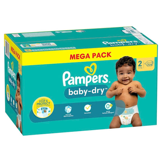 Pampers Baby-Dry - Luiers - Size 2 - 4-8kg - Mega Pack - 124 Stuks