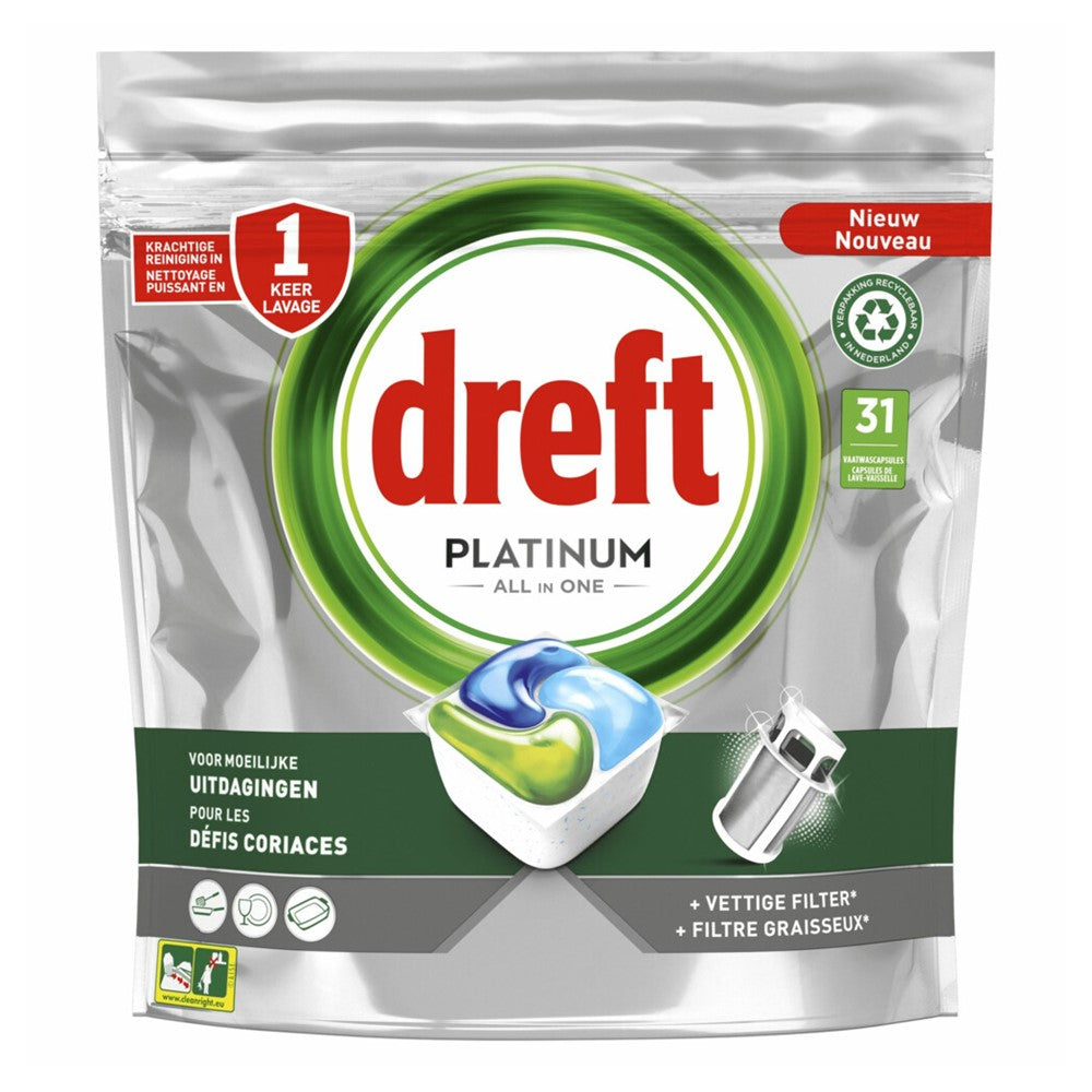 Dreft Platinum - Vaatwas - Capsule - All-in 1 - 31Wb/462g