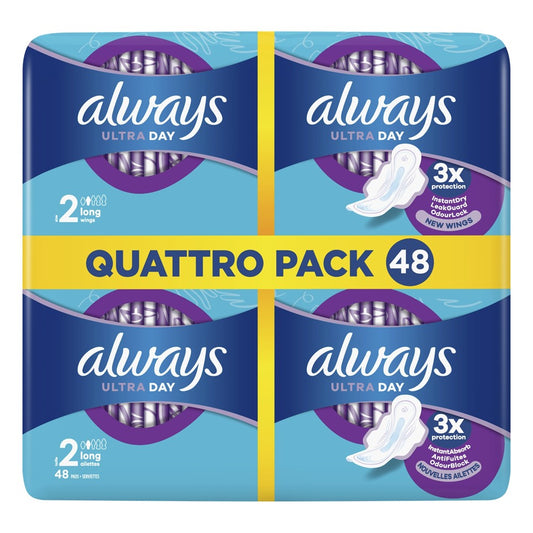 Always Ultra Day - Maandverband - 2 Long Wings - Quattro Pack - 48 Stuks