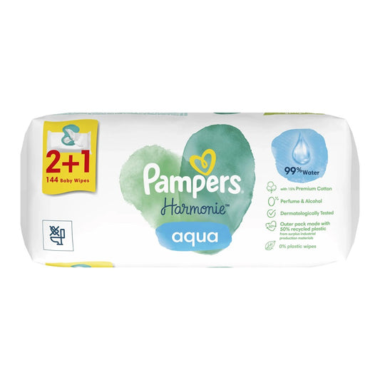 Pampers Harmonie - Babydoekjes - Aqua - 2+1 - 144 Stuks