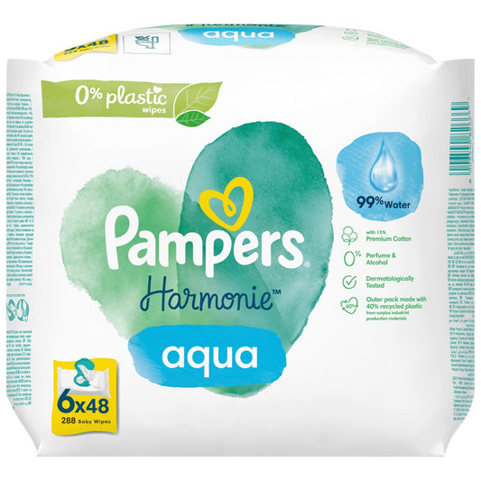 Pampers - Babydoekjes - Harmonie - Aqua - 6x48 Stuks