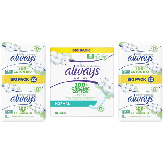 Always - Display - Maandverband + Inlegkruisjes - 2 Assortimenten - Cotton Protection - 3 Stuks