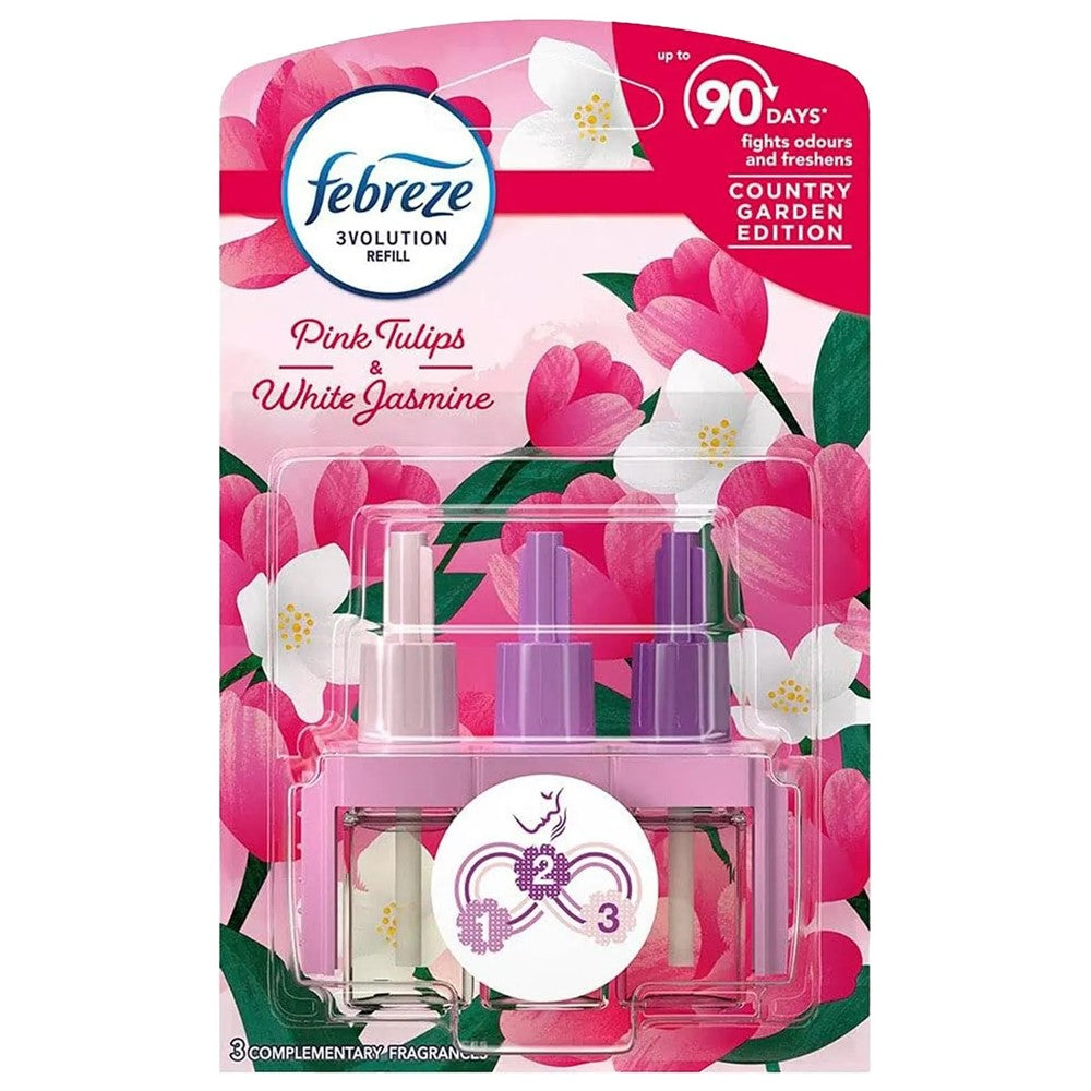 Febreze - Elektrisch Luchtverfrisser - Navulling - 3 Volution - Pink Tulips & White Jasmine - 20ml