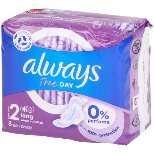 Always - Maandverband - 2 Long Wings - Free Day - 8 Stuks