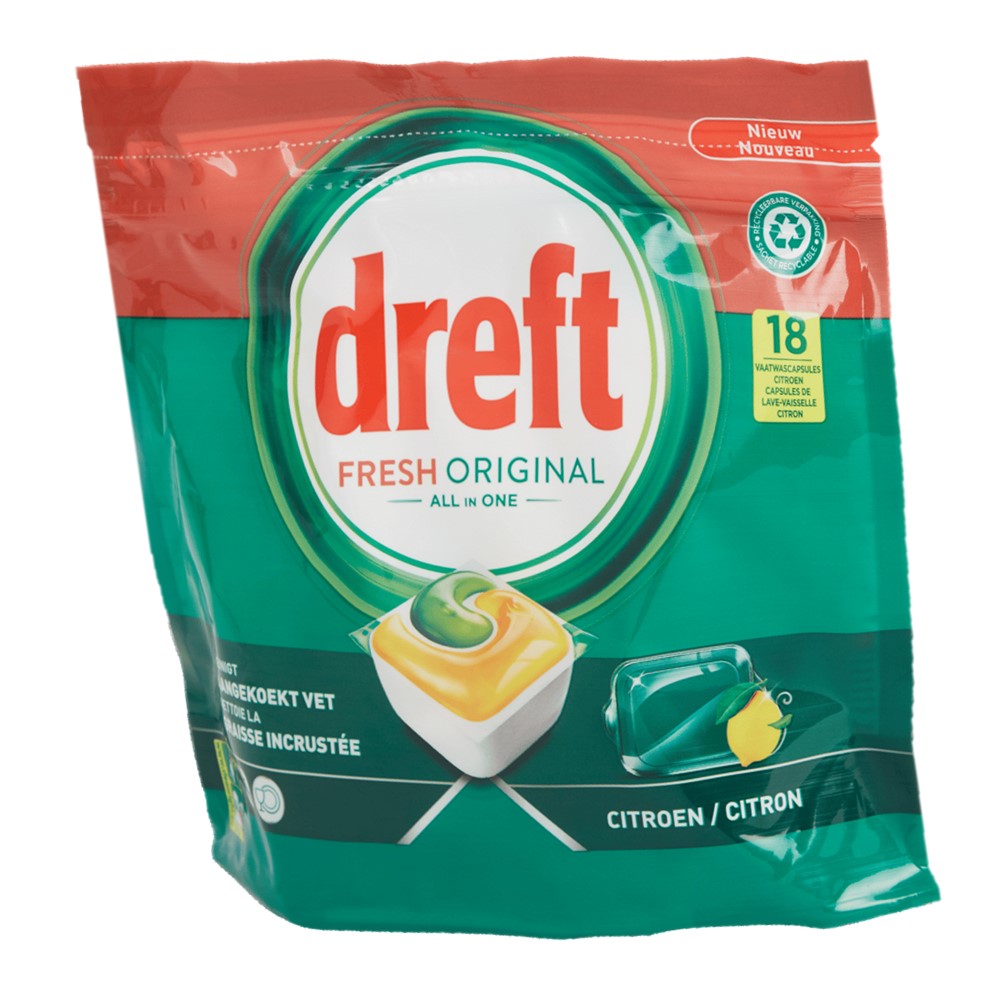 Dreft - Vaatwas - Capsule - Fresh Original - Lemon - 18Wb/243g