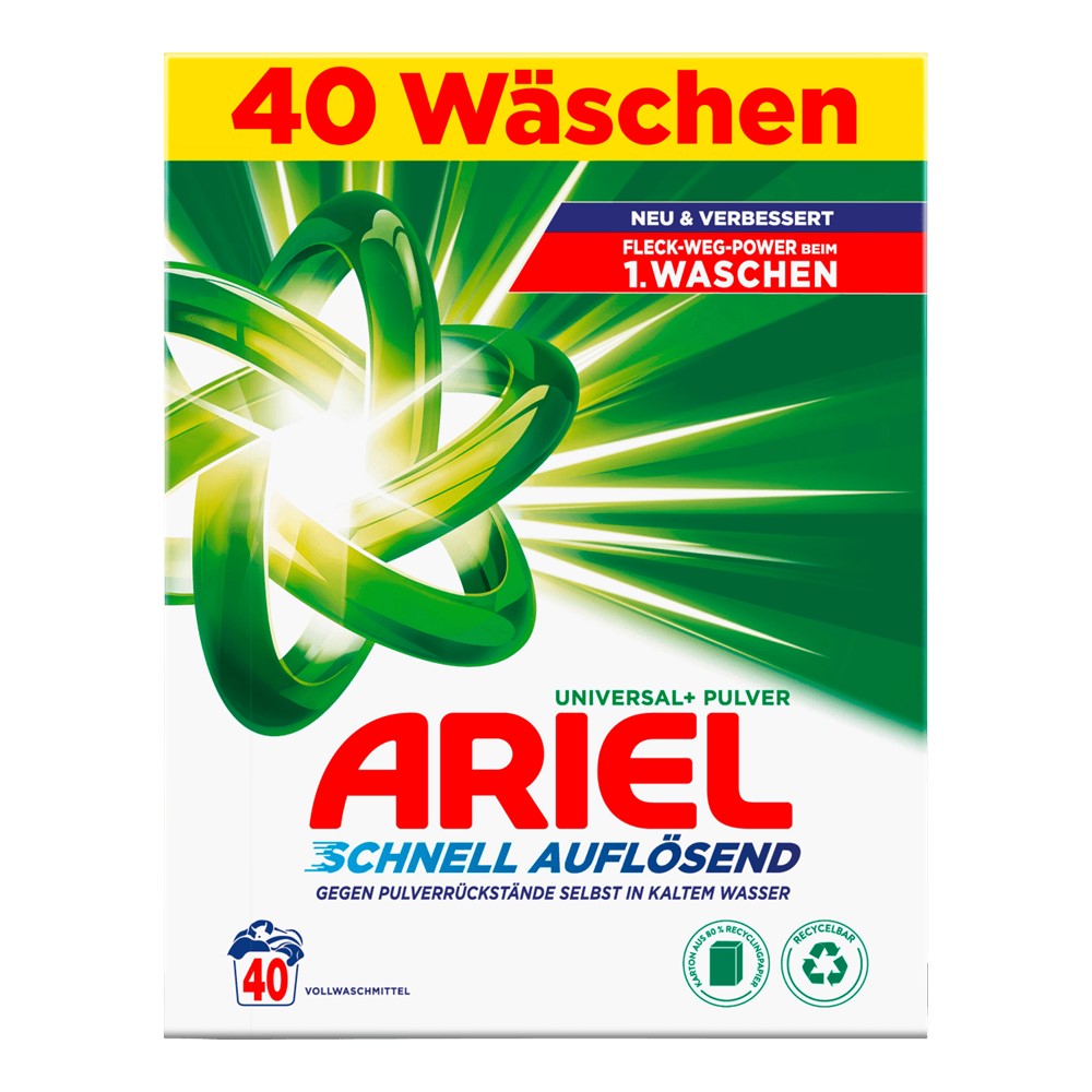 Ariel - Wasmiddel - Waspoeder - Universal+ Pulver - Fast Dissolving - 40Wb/2400g