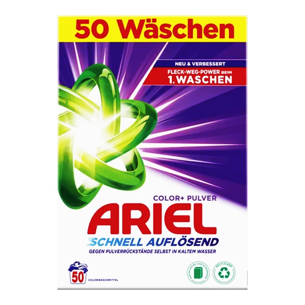 Ariel - Wasmiddel - Waspoeder - Color+ Pulver - Fast Dissolving - 50Wb/3000g