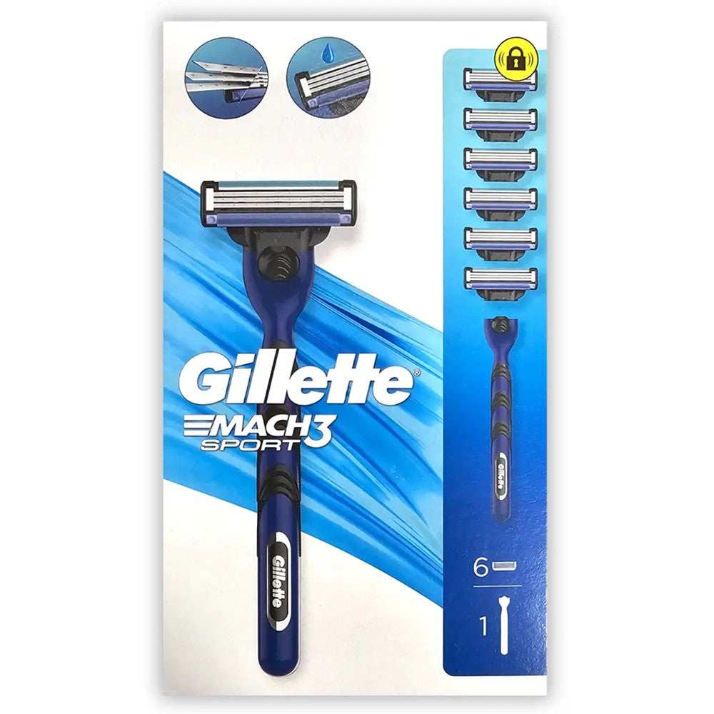 Gillette - Scheermesjes - Sport Mach 3 - 6 Mesjes + 1 Apparaat - 1 Stuk