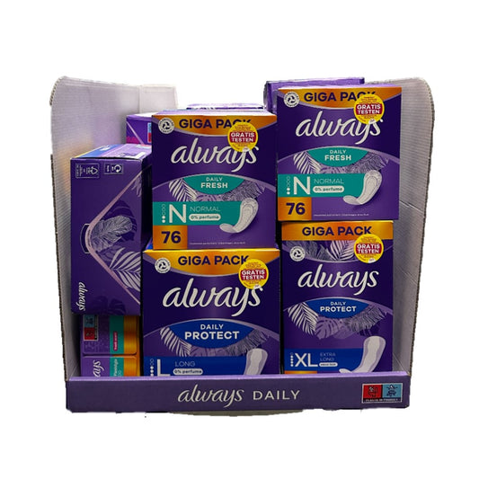 Always - Display - Maandverband - Daily Fresh - 5 Assortimenten - 25 Stuks