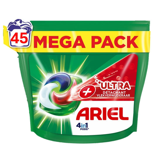 Ariel - Wasmiddel - Pods - 4in1 +Ultra - Stain Remover - 45Wb/1156.5g