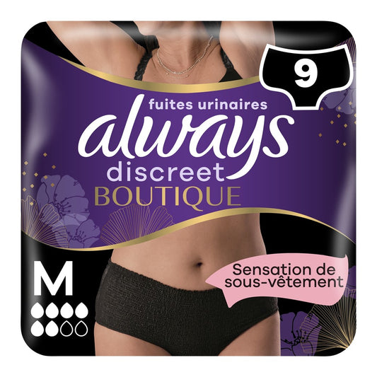 Always Discreet - Incontinentiemat - 6 Medium - Boutique Black - 9 Stuks
