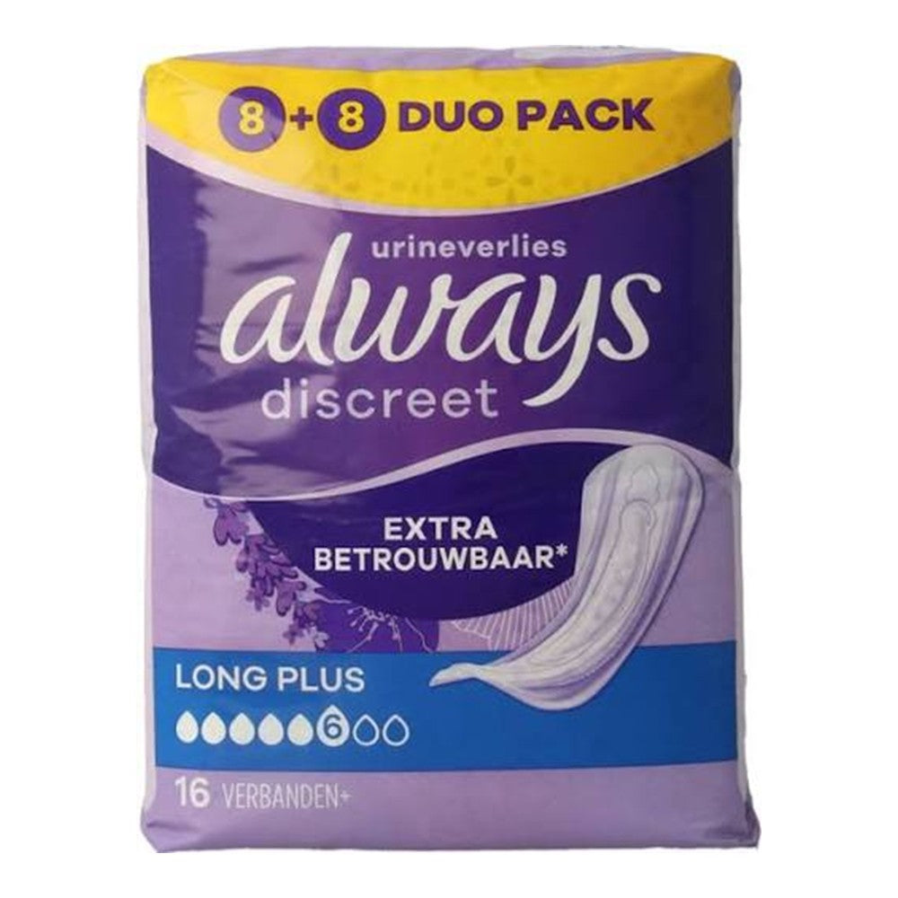 Always - Maandverband - 6 Long Plus - Discreet Incontinence - 16 Stuks