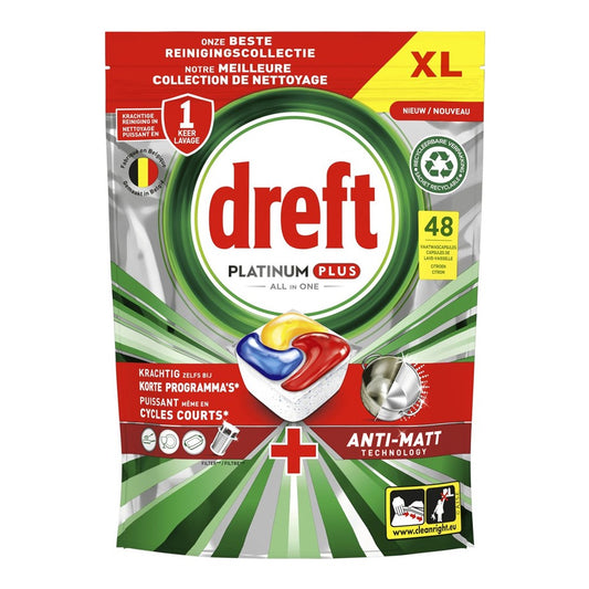 Dreft Platinum Plus - Afwasmiddel - Capsule - All-in 1 - Lemon - 48Wb/745g
