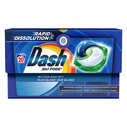 Dash - Wasmiddel - Pods - Allin1 - Witter Dan Wit - 20Wb/406g