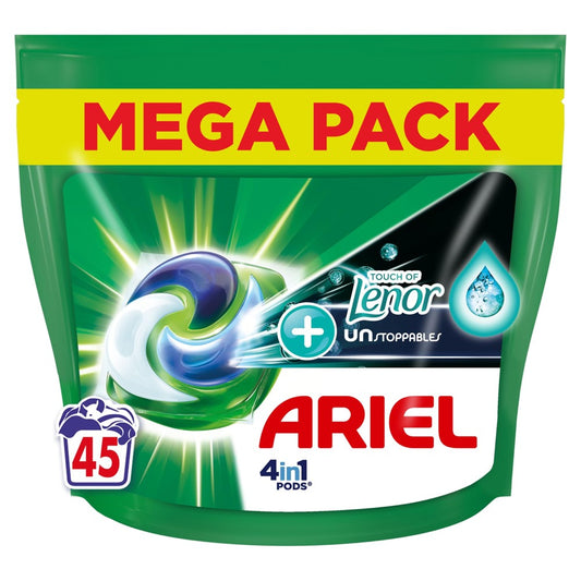 Ariel - Wasmiddel - Pods - 4in1 - Touch of Lenor +Unstoppables - 45Wb/967.5g