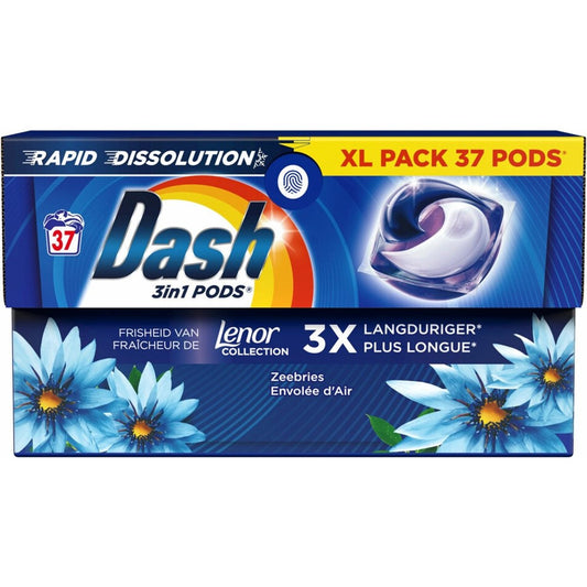 Dash - Wasmiddel - Pods - 3in1 - Zeebries - 37Wb/743.7g