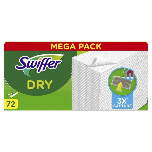 Swiffer - Vochtige Vloerdoekjes - Navulling - Dry Wipes - 3x Capture - 72 Stuks