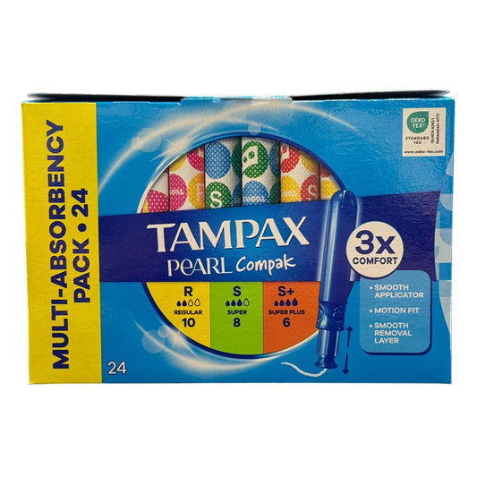 Tampax Pearl Compak - Tampons - Multi Box - 10xRegular + 8xSuper + 6xSuper Plus - 24 Stuks