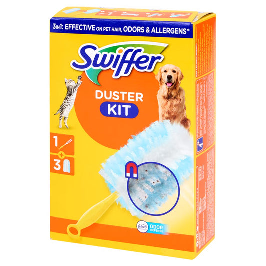 Swiffer - Duster - Starterset - 1 Apparaat + 3 Navulling - Febreze Odor Defence - Pet - 3 Stuks