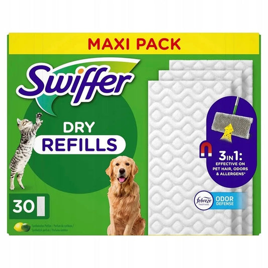 Swiffer - Vloerdoekjes - Navulling - Dry - Febreze Odor Defence - Pet - 30 Stuks