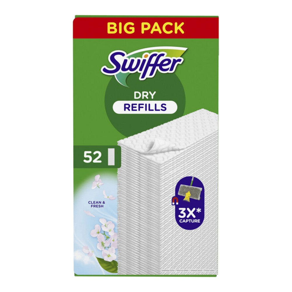 Swiffer - Vochtige Vloerdoekjes - Navulling - Dry - Clean & Fresh - 52 Stuks