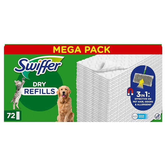 Swiffer - Vloerdoekjes - Navulling - Dry - Febreze Odor Defence - Pet - 72 Stuks