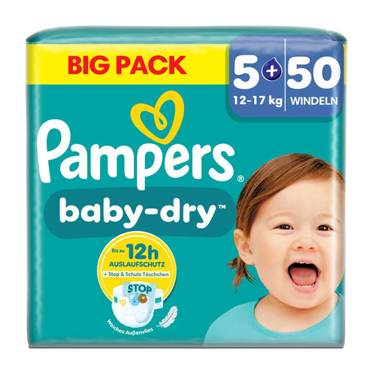 Pampers Baby-Dry - Luiers - Size 5+ - 12-17kg - Big Pack - 50 Stuks