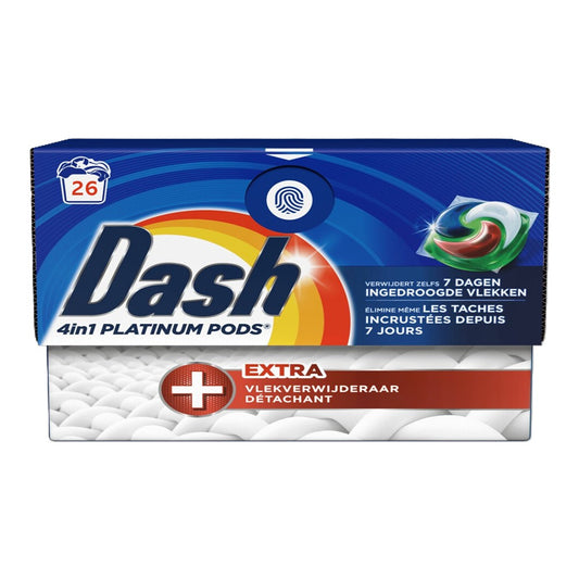 Dash - Wasmiddel - Pods - 4in1 Platinum Pods - Extra Vlekverwijderaar - 26Wb/605.8g