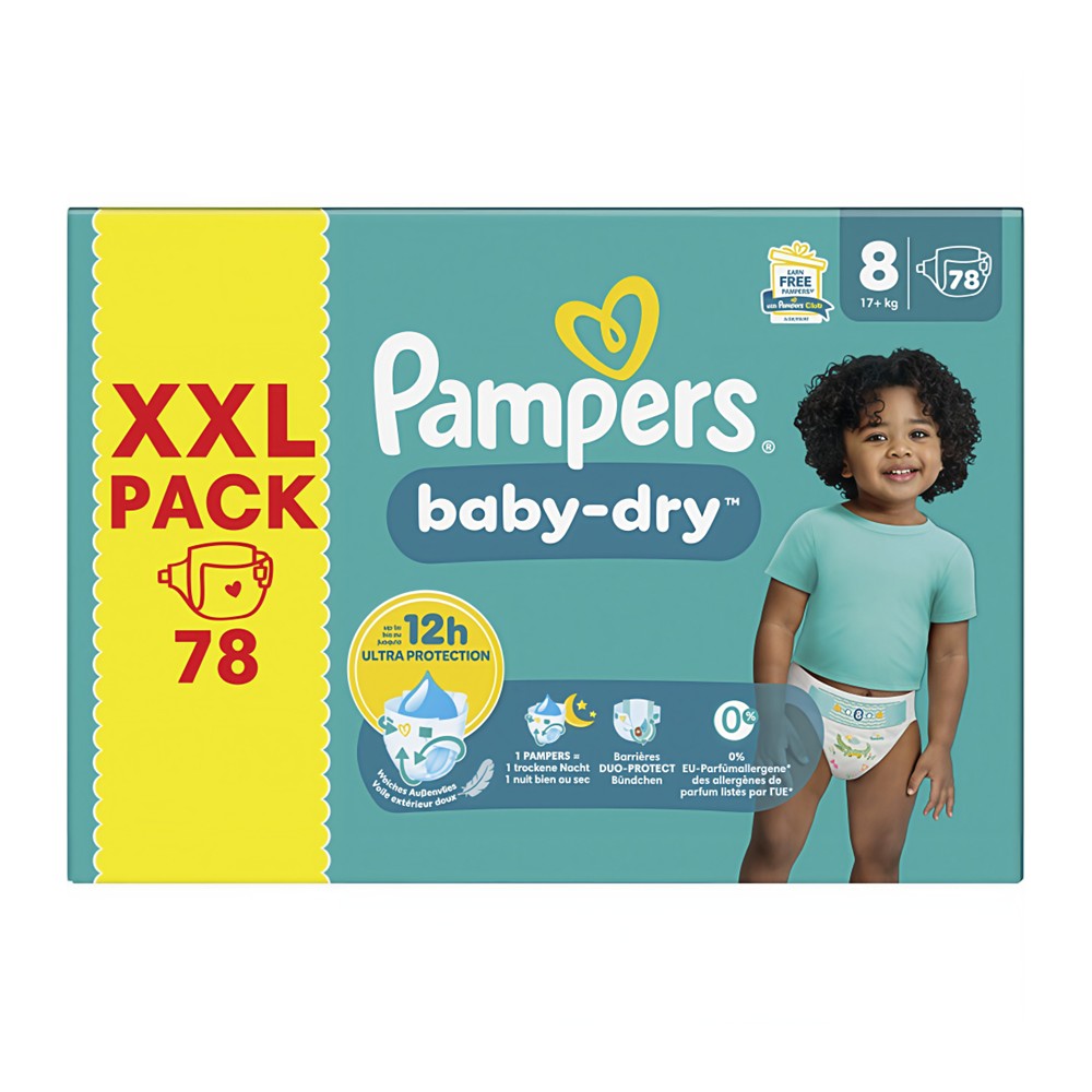 Pampers  Baby-Dry - Luiers - Size 8 - 17+kg - XXL Pack - 12h Protection - 78 Stuks