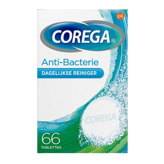 Corega - Kunstgebitverzorging - Bruistablet - Anti Bacterie - Munt - 66 Tabs