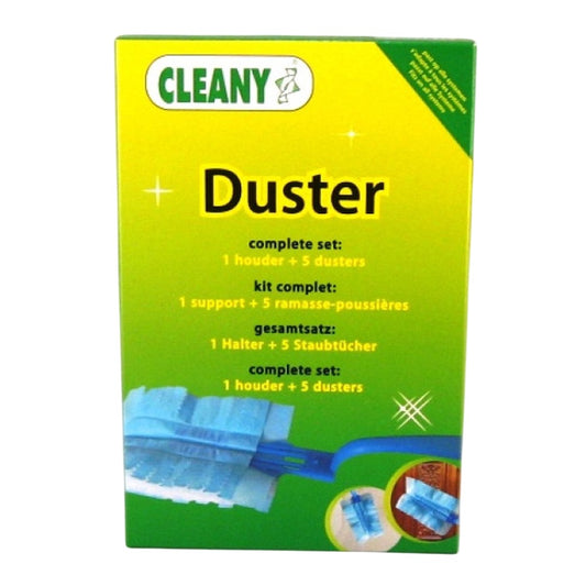 Cleany - Huishoud artikelen - Duster - Complete Set - 1 Houder + 5 Dusters - 6 Stuks