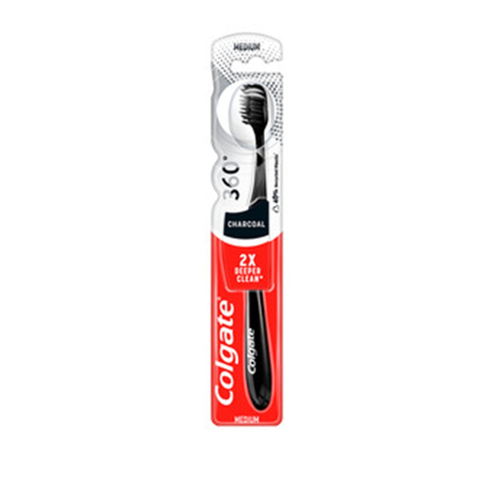 Colgate - Tandenborstel - 360 Black Charcoal Medium - 1 Stuk