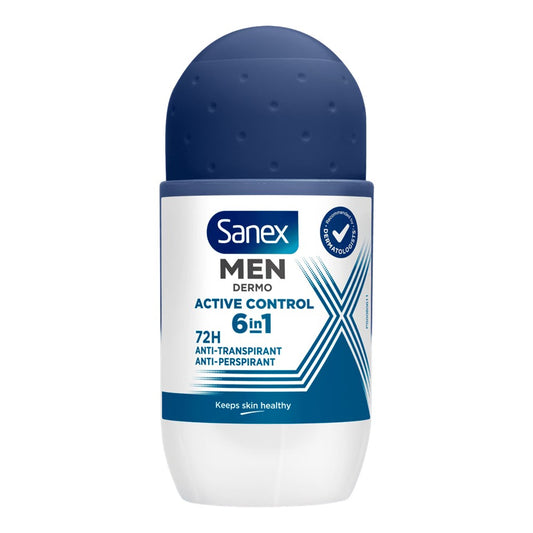 Sanex Men Dermo - Deodorant - Roller - Active Control - 6in1 - 50ml