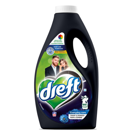 Dreft - Wasmiddel - Vloeibaar - Everyday Care - Zwart & Donker - 32Wb/1.6L